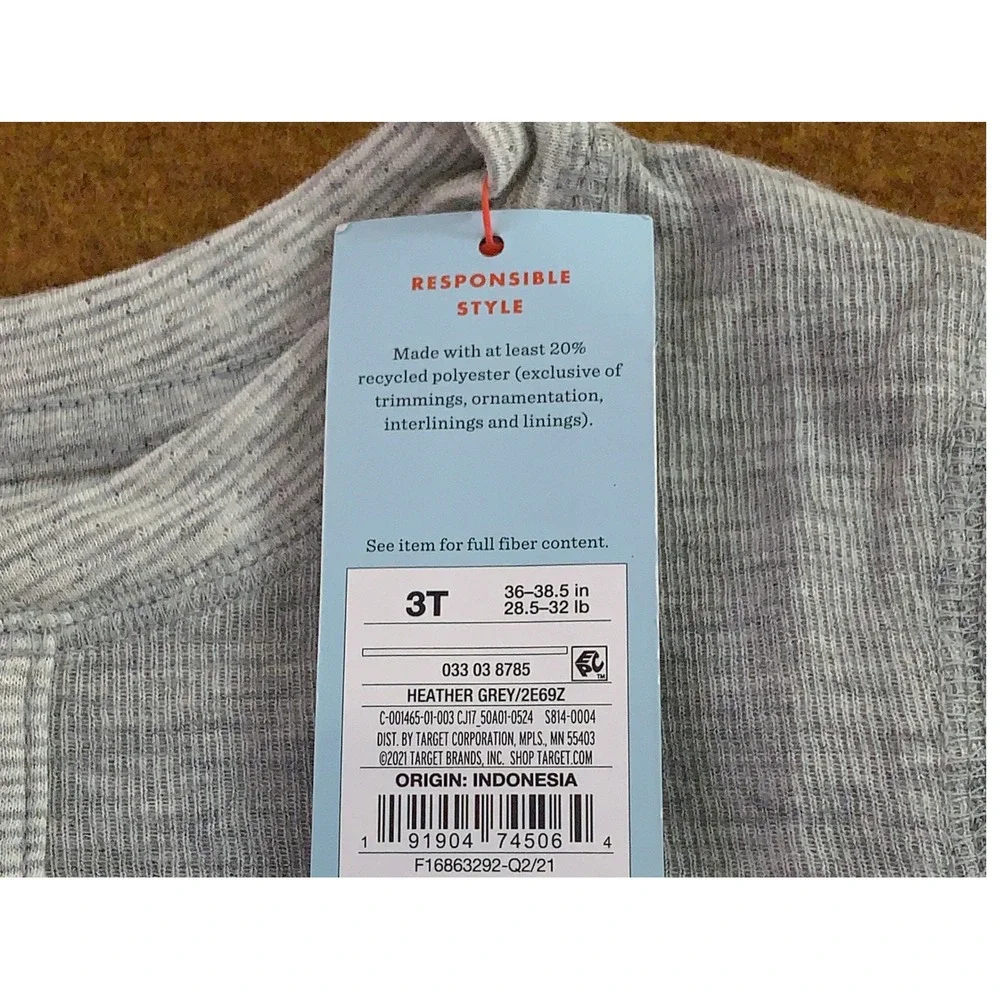 Carter's Cat & Jack Toddler 3T Green Grey Striped Henley Graphic T-Shirt Lot NWT